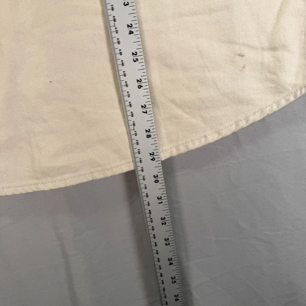 Lukcy Brand Button Down Shirt Men Medium Beige Twill Long Sleeve Heavy Thick NWT